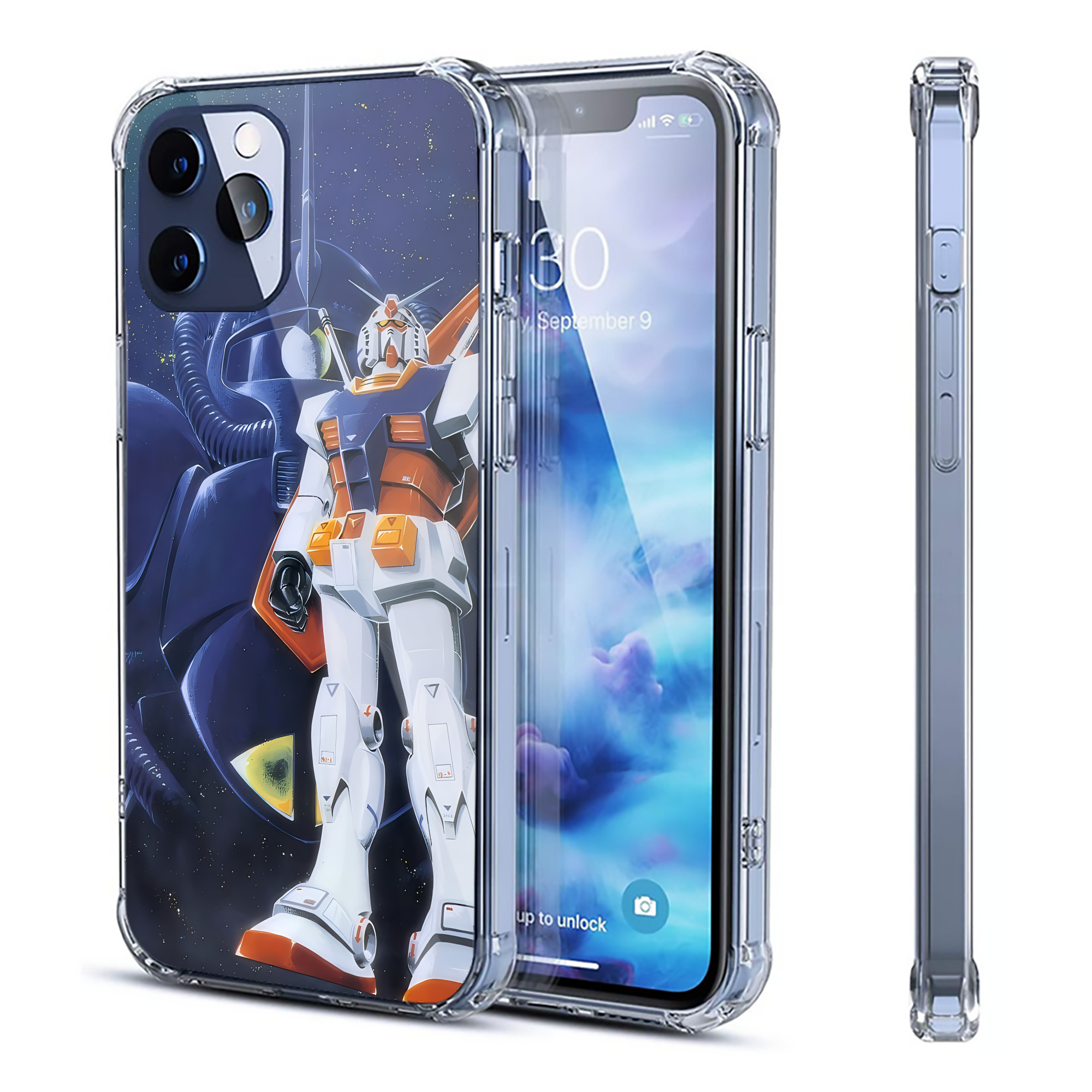 （画像用） 機動戦士ガンダム Mobile Suit Gundam 【iPhone 12シリーズ対応】透明スマホケース（クリアソフトケース）
